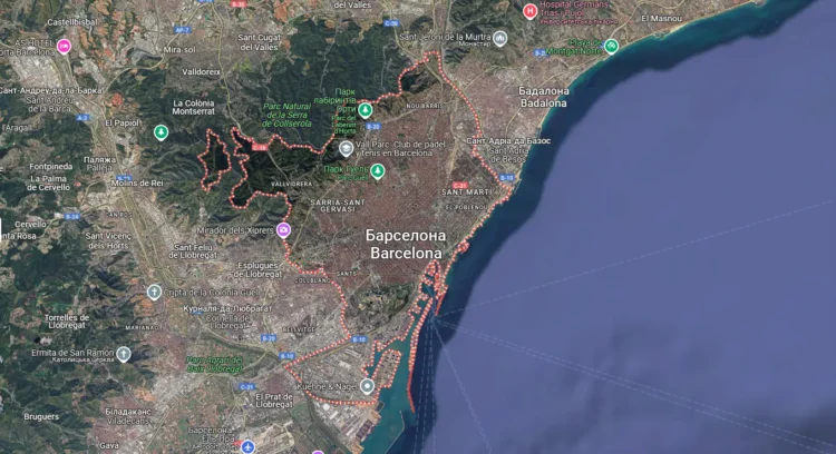 Барселона на карті Іспанії