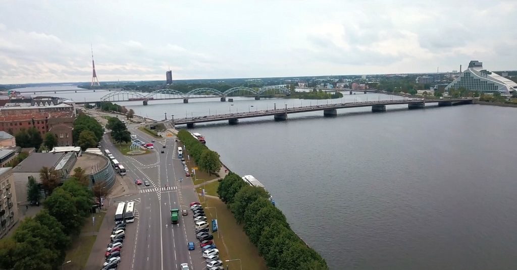 Daugava River flowing through Riga