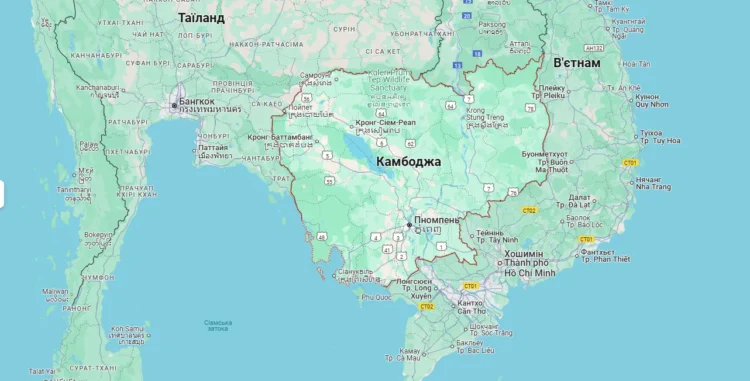 Камбоджа на карті