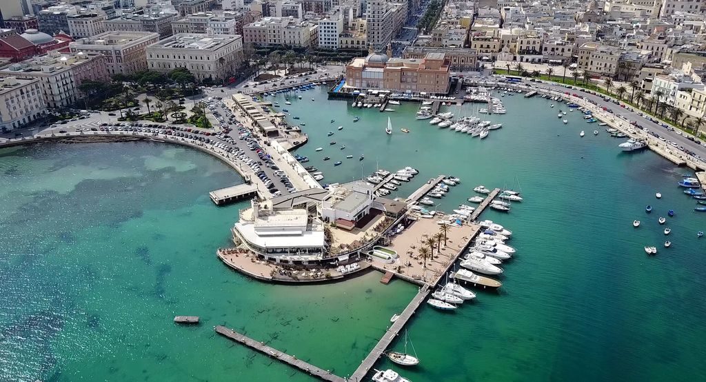 Panoramic view of Bari Italy old town and port