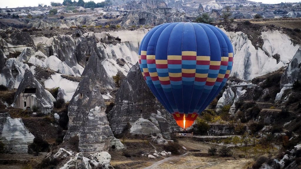 Colorful hot air balloons at sunrise in Cappadocia