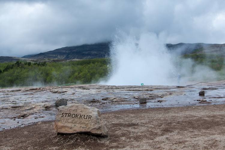 Strokkur geyser in Iceland, a spectacular natural fountain