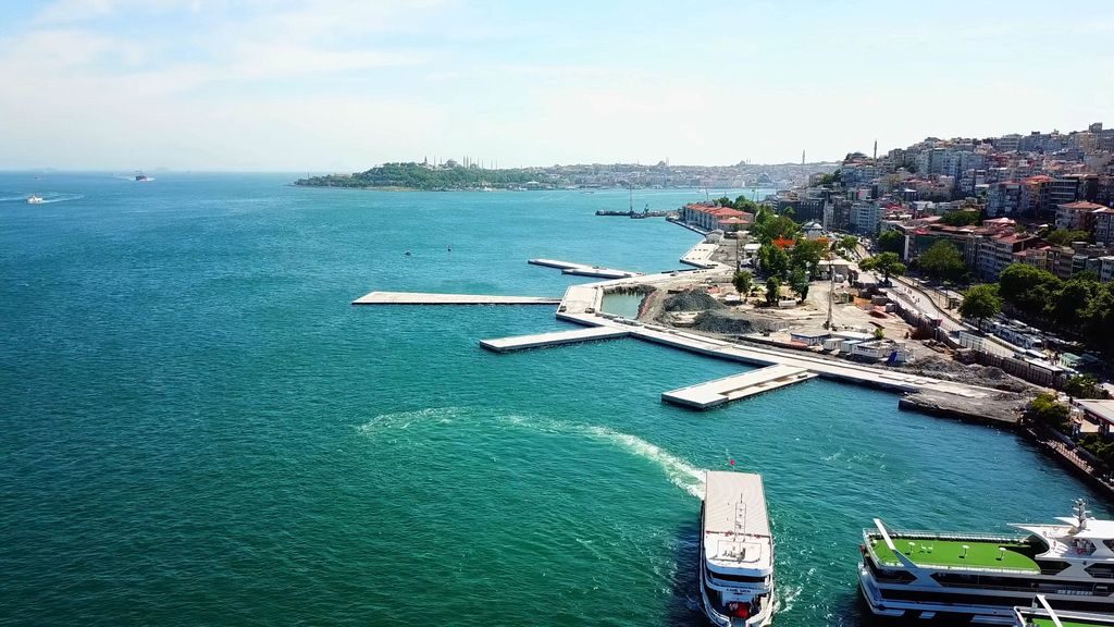 Istanbul waterfront with historic buildings and boats