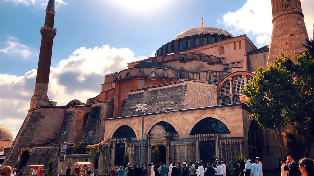 Exterior of Hagia Sophia with minarets