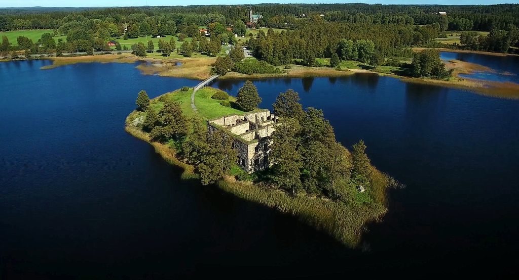 Beautiful lakes in Sweden reflecting the sky