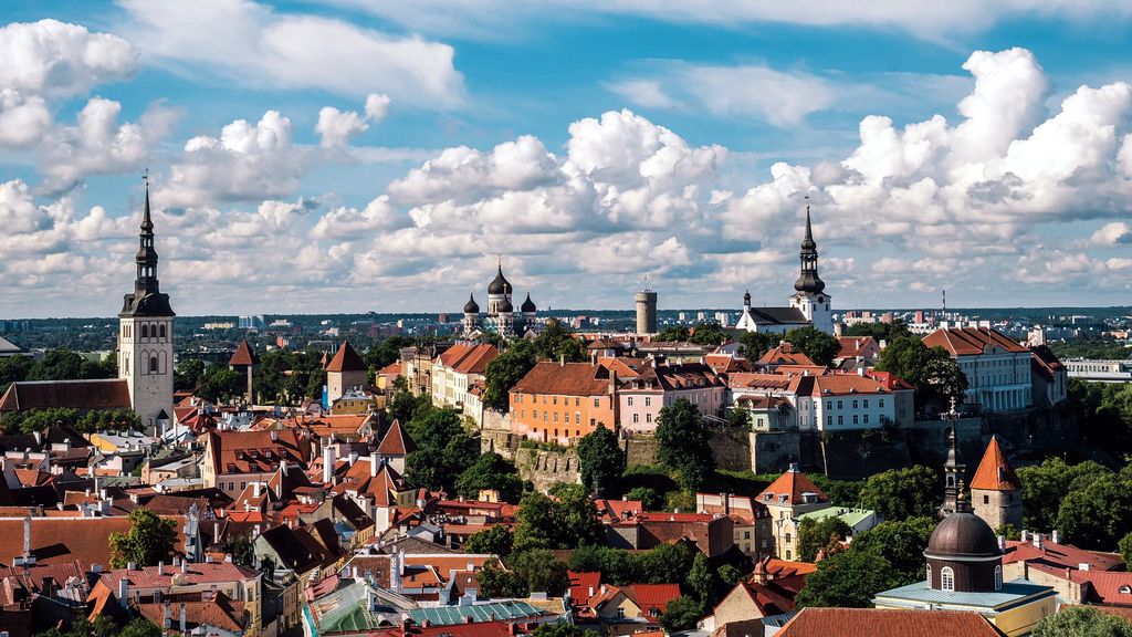 View of Tallinn historic center and Upper Town with Toompea Castle