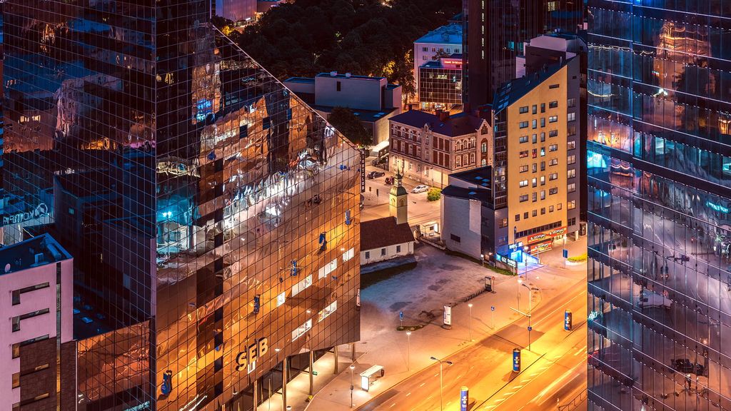 Modern Tallinn cityscape with glass buildings and contemporary architecture