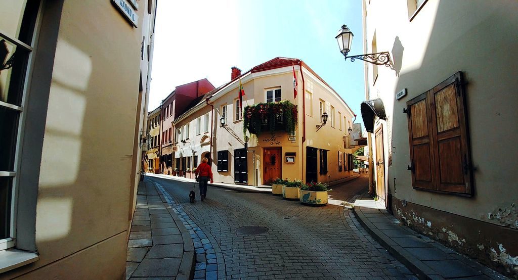 Historic cobblestone streets in Vilnius Old Town