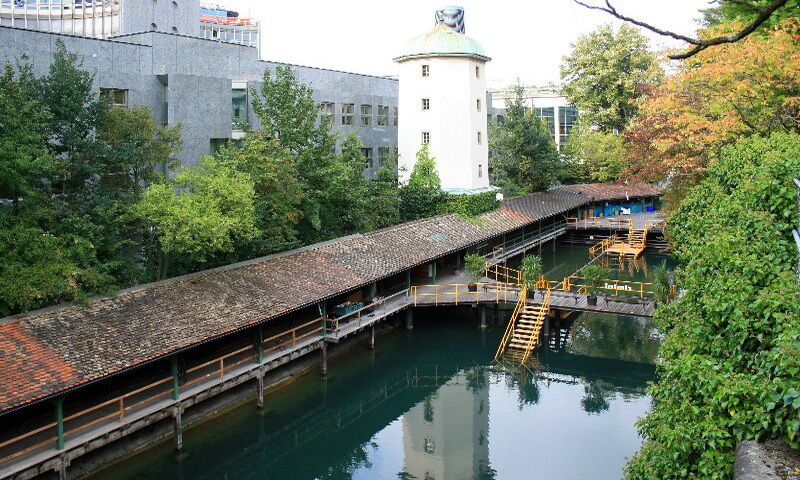 Schanzengraben moat peaceful canal walk Zurich