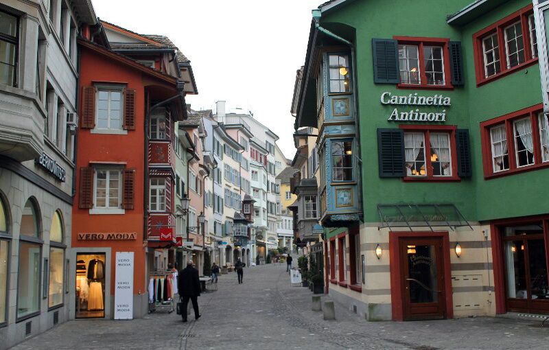 Augustinergasse street colorful old houses Zurich