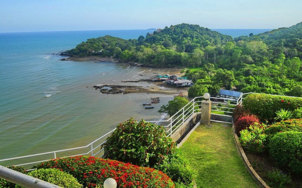 Scenic coastline and turquoise water in Rayong Province Thailand