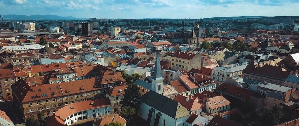 Panoramic cityscape of Košice historic centre Slovakia