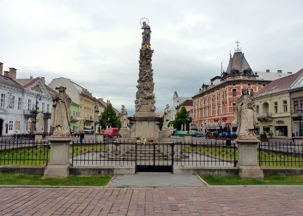 Plague Column Baroque sculpture in Košice main street