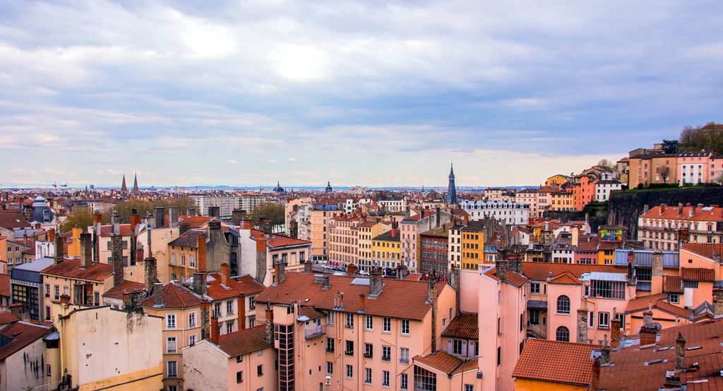 Panoramic view of Lyon cityscape from above