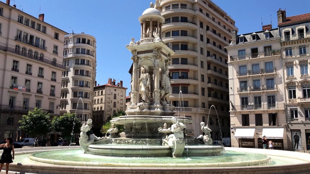 Presqu'île district with elegant architecture and Bellecour square Lyon