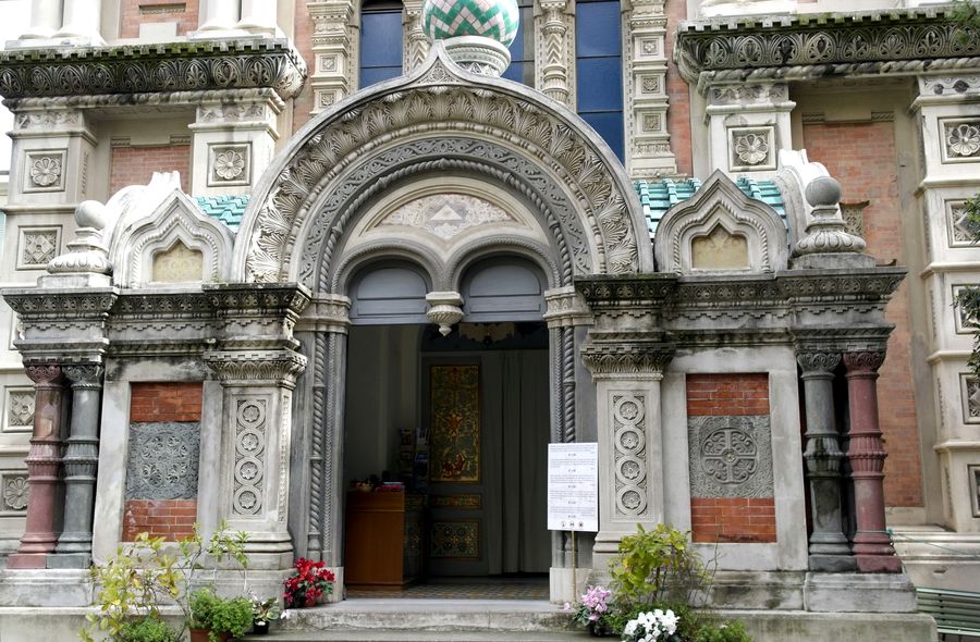 Russian Orthodox Church of Christ the Saviour with onion domes in Sanremo Italy