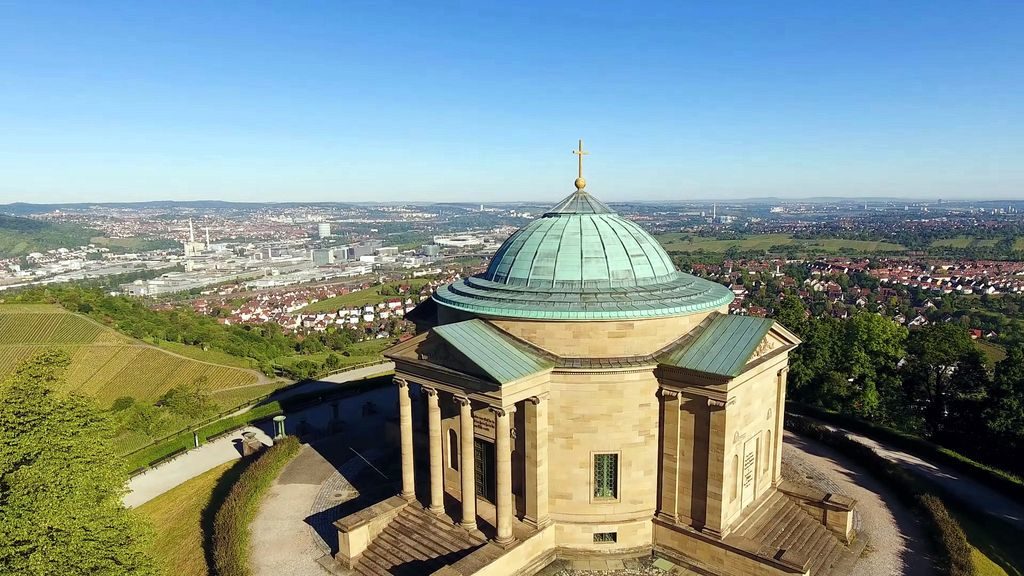 Stuttgart city street view with pedestrians and historic architecture, Germany
