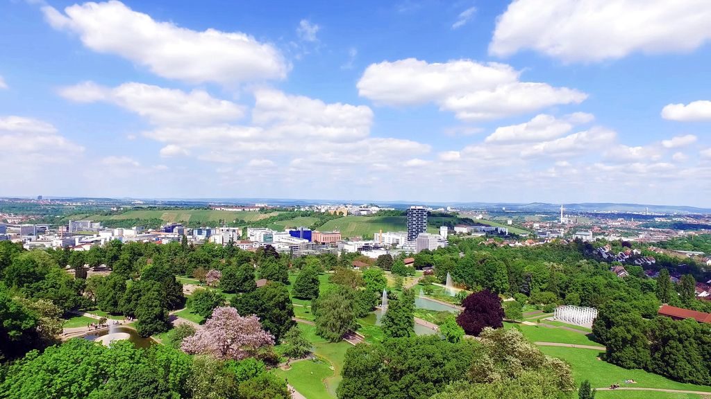 Panoramic view of Stuttgart city center, Baden-Württemberg, Germany