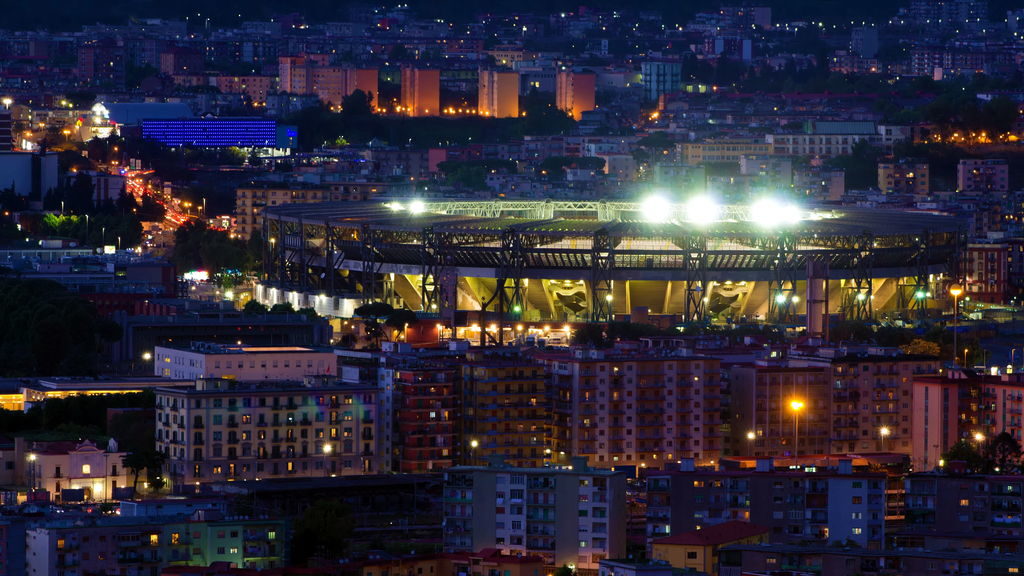Night view of Naples with illuminated buildings