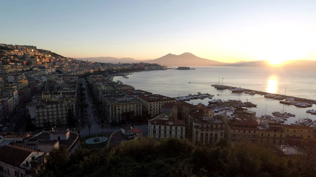 Aerial view of Naples and its coastline
