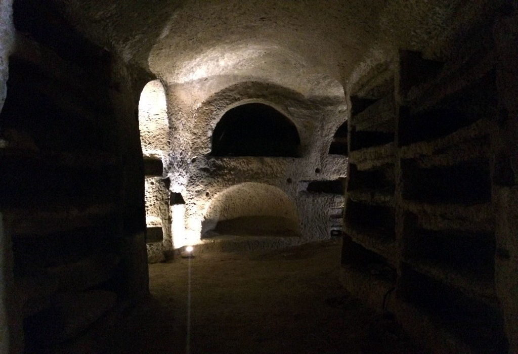 Ancient catacombs of Naples with eerie passageways
