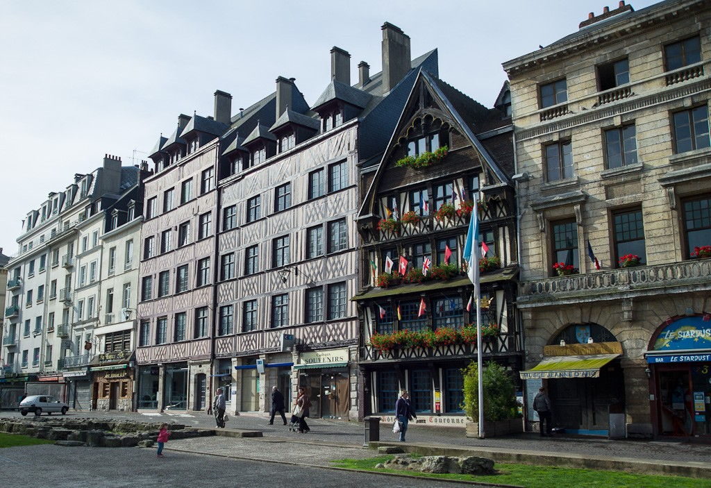 Colourful half-timbered houses and cobbled lanes in the old town of Rouen