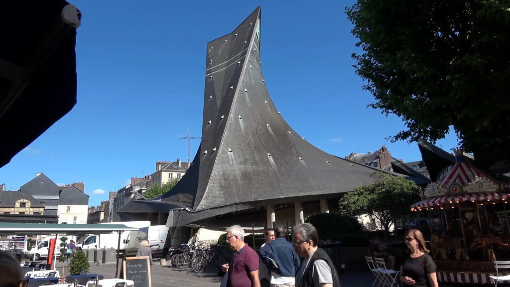 Modern exterior of the Church of Joan of Arc next to the old market square in Rouen