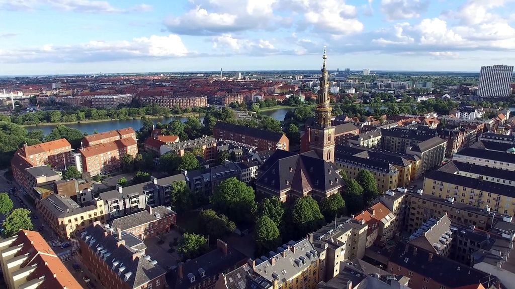 Copenhagen cityscape with colorful buildings and canals