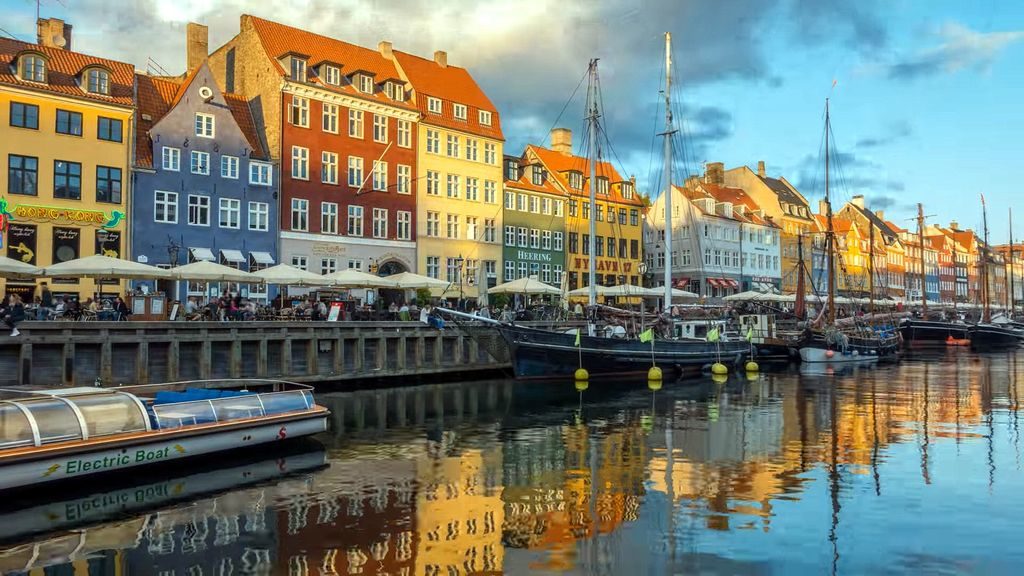 Copenhagen Nyhavn harbor with colorful historic buildings
