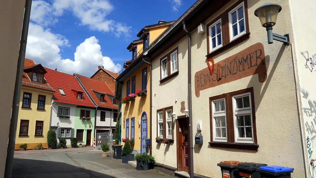 Erfurt cityscape with historic buildings and cathedral