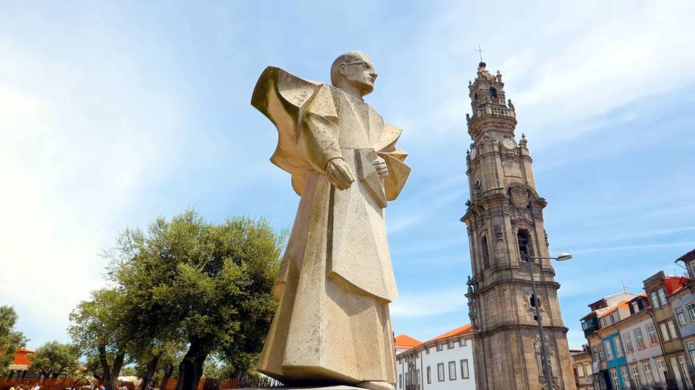 The iconic Clérigos Tower dominating the skyline of Porto's old town