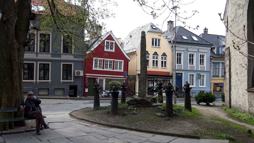Cobblestone streets and alleyways in historic Bergen