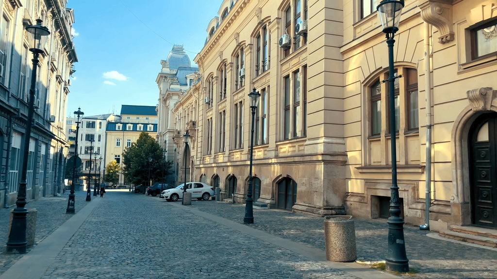 Streets of Bucharest with historic buildings