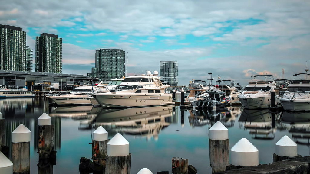 Melbourne Port skyline view
