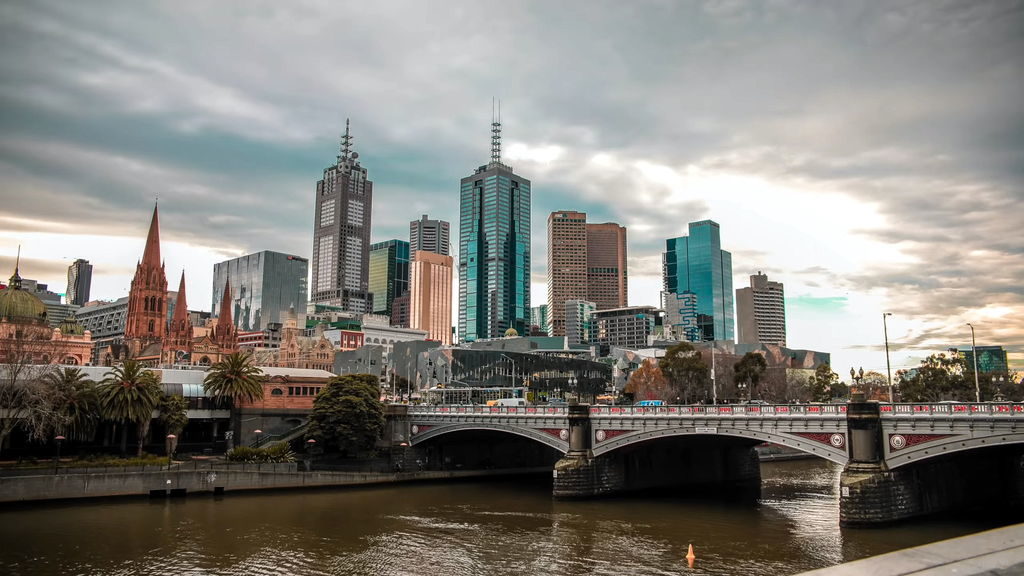 Aerial view of Melbourne cityscape