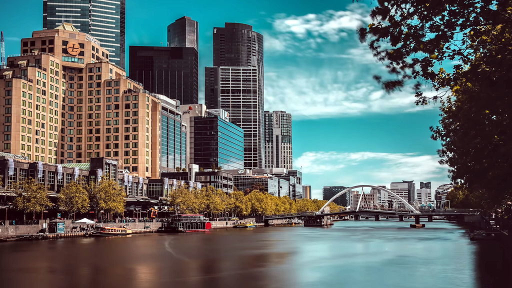 Melbourne skyscrapers at dusk