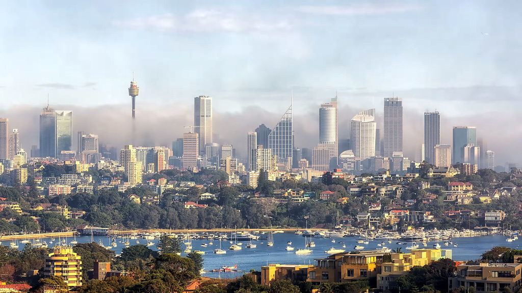 Aerial view of Port Jackson Bay in Sydney