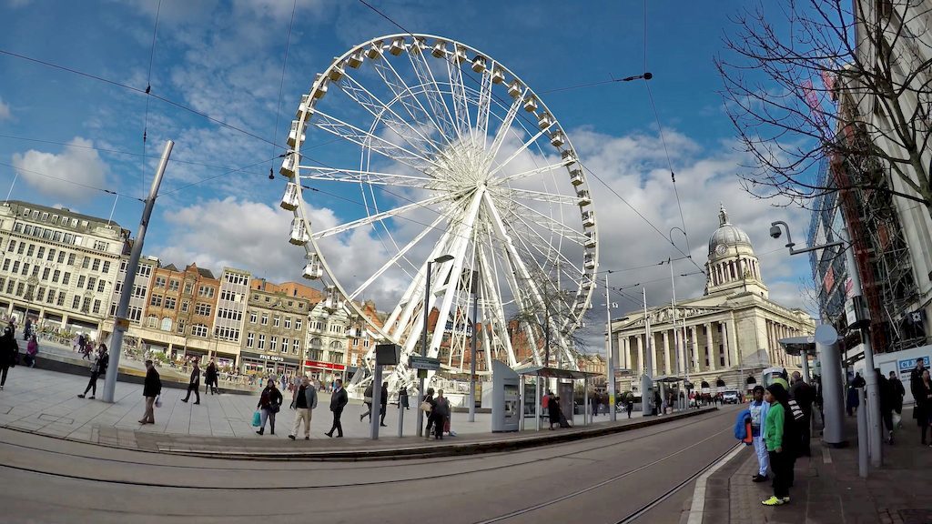 Old Market Square Nottingham with Council House and historic architecture