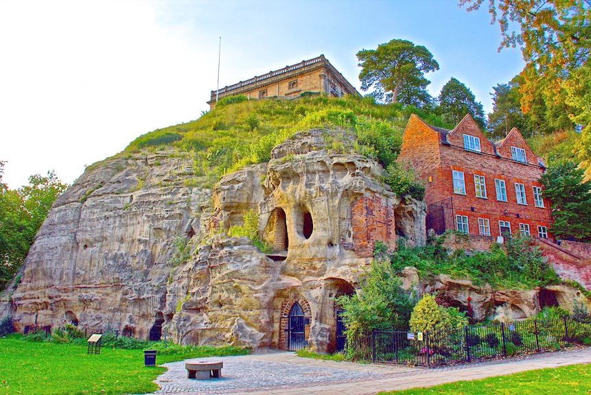 Underground cave network in Nottingham showing ancient sandstone passages