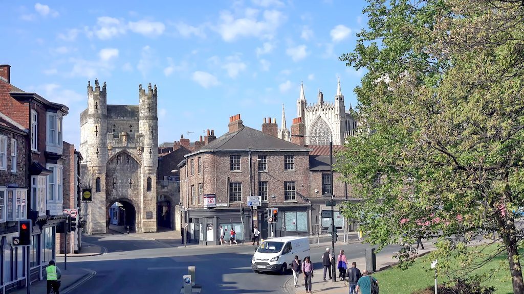 Monk Bar medieval gatehouse with detailed Gothic architecture