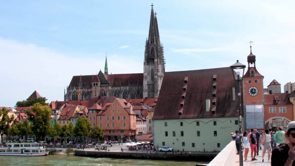 Regensburg old town at dusk