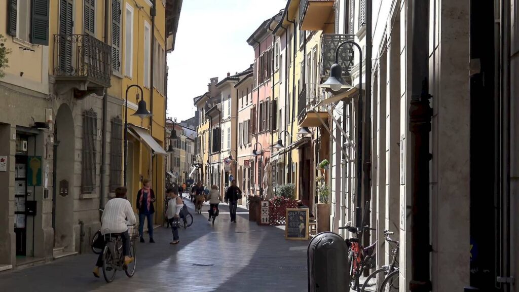 Charming narrow streets in Ravenna old town Italy