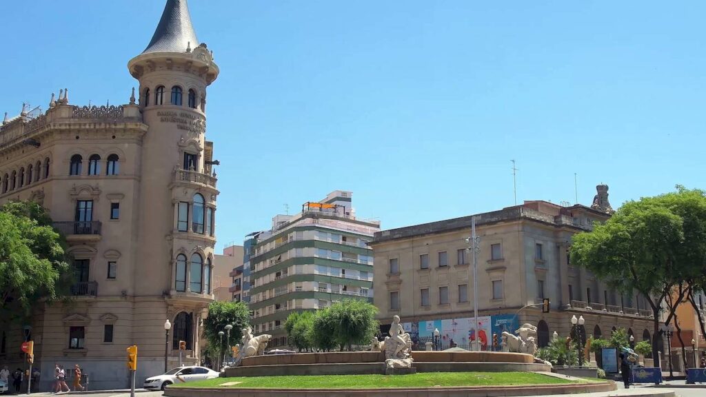 Aerial view of Tarragona's historic center with Roman ruins and Mediterranean coastline