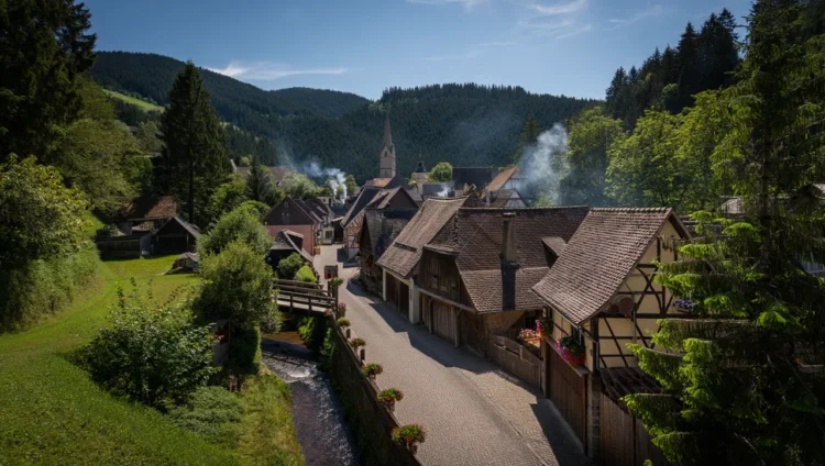 Charming village in the Black Forest - traditional German houses