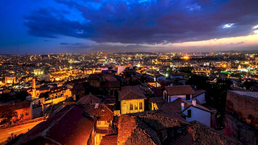 Panorama of modern Ankara - view of the business center and historic quarters of Turkey's capital