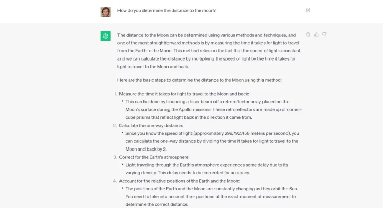 ChatGPT answer to a question