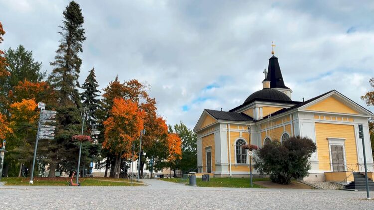 Historic wooden church showcasing traditional Finnish religious architecture