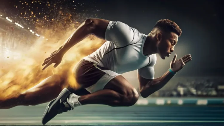 Usain Bolt breaking world record in sprinting competition