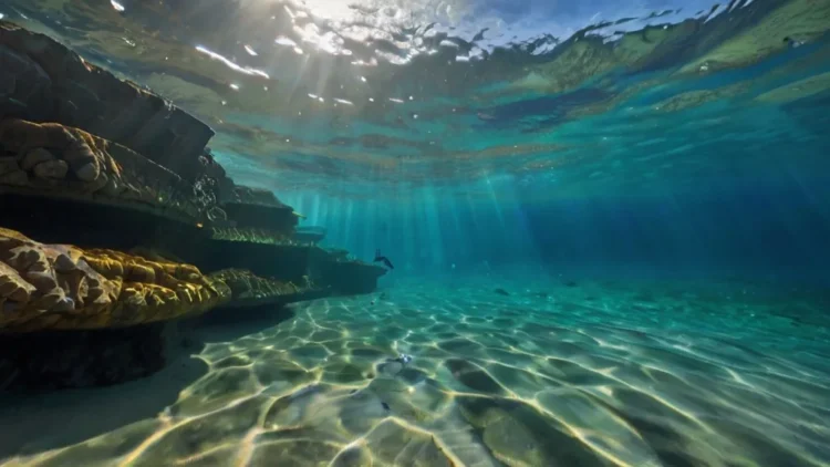 Ocean water salinity process showing salt formation in seawater