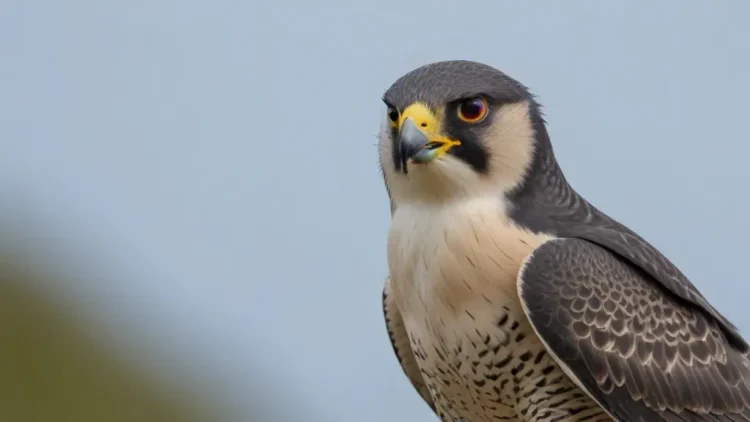 Peregrine Falcon diving at maximum speed during hunt